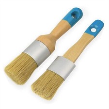 2Pcs Round and Flat and Pointed Chalk Wax Paint Brush Natural Bristle Brush Tool