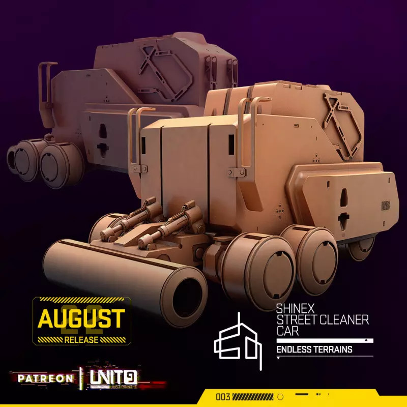 Street cleaner car Unit-9 figurine wargame impression 3D pour diorama cyberpunk