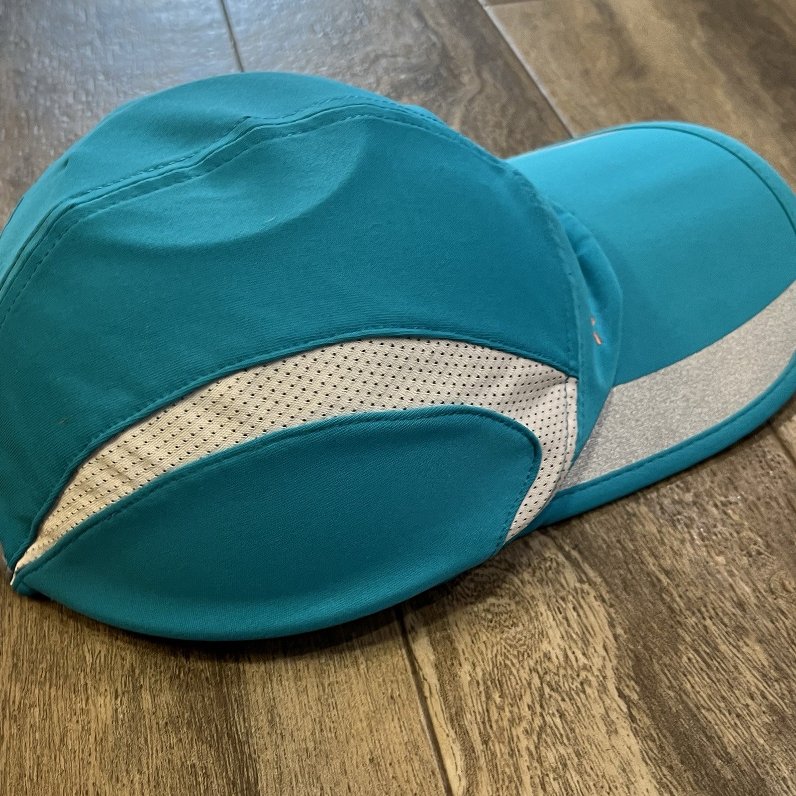 Run Happy Strapback Baseball Cap Teal One Size Adjustable Embroidered Brooks thumbnail 3