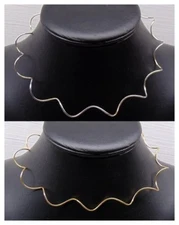 2 NECK WIRES Twisted 17" Choker Length Silver + Gold ~Screw Ball end Add Beads