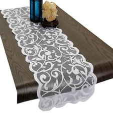 Lace Table Runner for Wedding Party Coffee Table Decor White 13 x 70 Inch