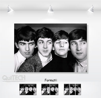 Fab 4 Four - 4 - Print Frame on Canvas Leather Canvas Painted Modern Art