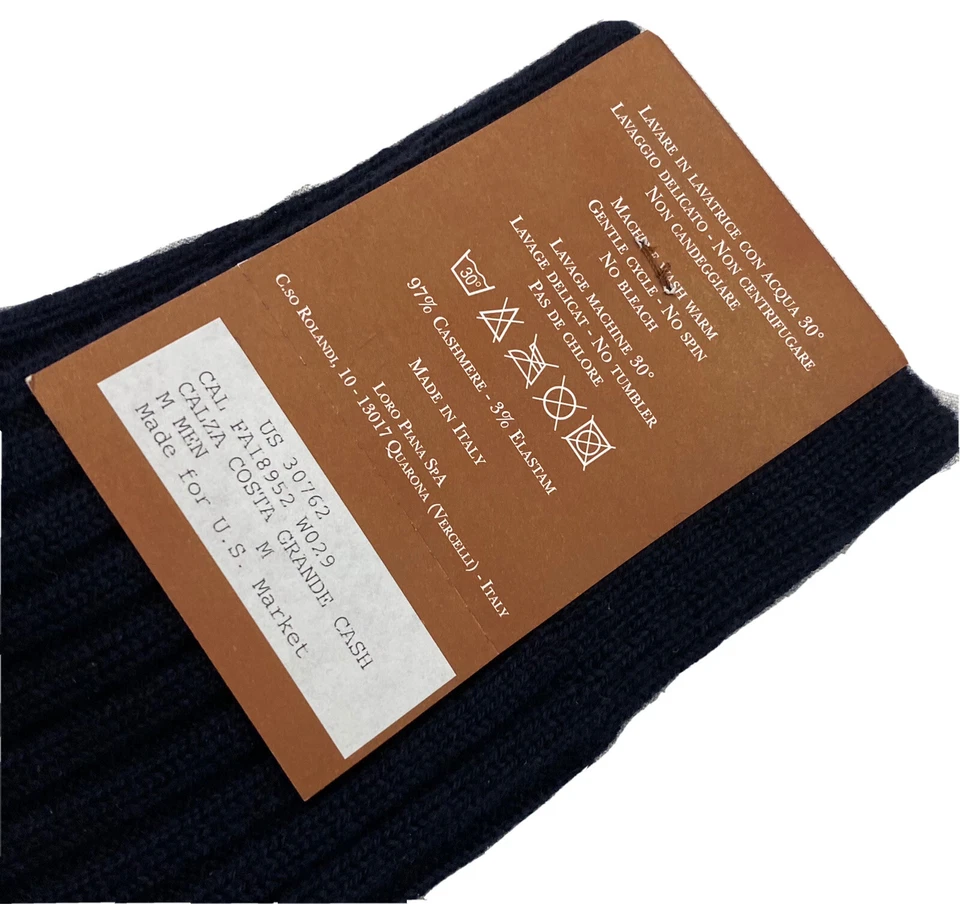 Loro Piana 100% Cashmere Midnight Blue Socks Size Medium Made in Italy - Image 3 of 3