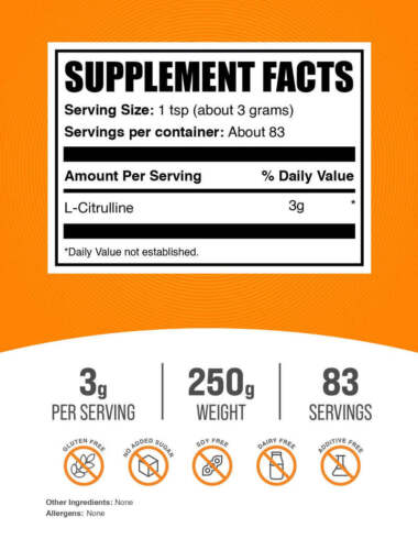 BulkSupplements L-Citrulina - Suplemento para un mejor rendimiento en el ejercicio - Imagen 10 de 12