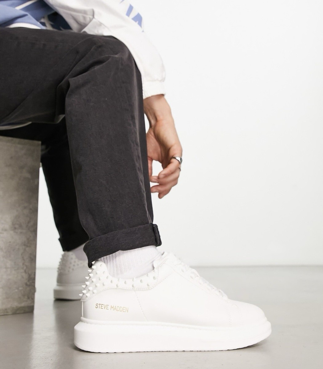 Steve Madden Frosting trainers with studs in white