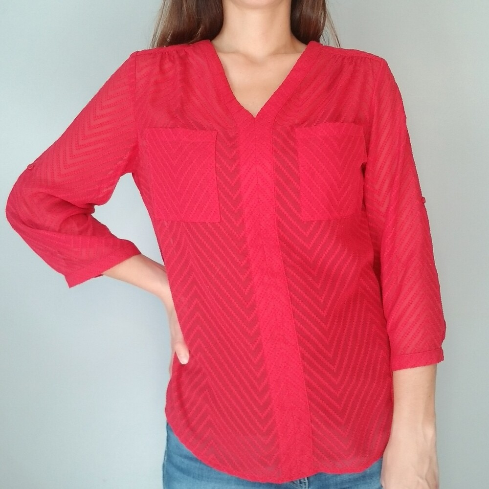 Covington Essentials Red Zig Zag Lightweight Blou… - image 2