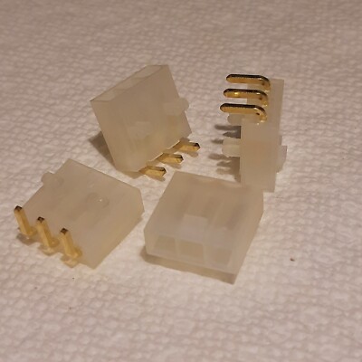 5 Pcs. Molex 39-30-3037 3 Pin Mini-Fit Jr. Male Right Angle Thru-Hole Connector