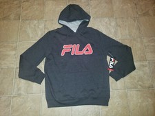 NEW FILA SZ M HOODIE SWEATSHIRT GRAY LONG SLEEVES MEN 3879