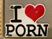 New Funny Novelty I Heart Love Pron P0rn Joke Mens Meme Decal Sticker Car Truck