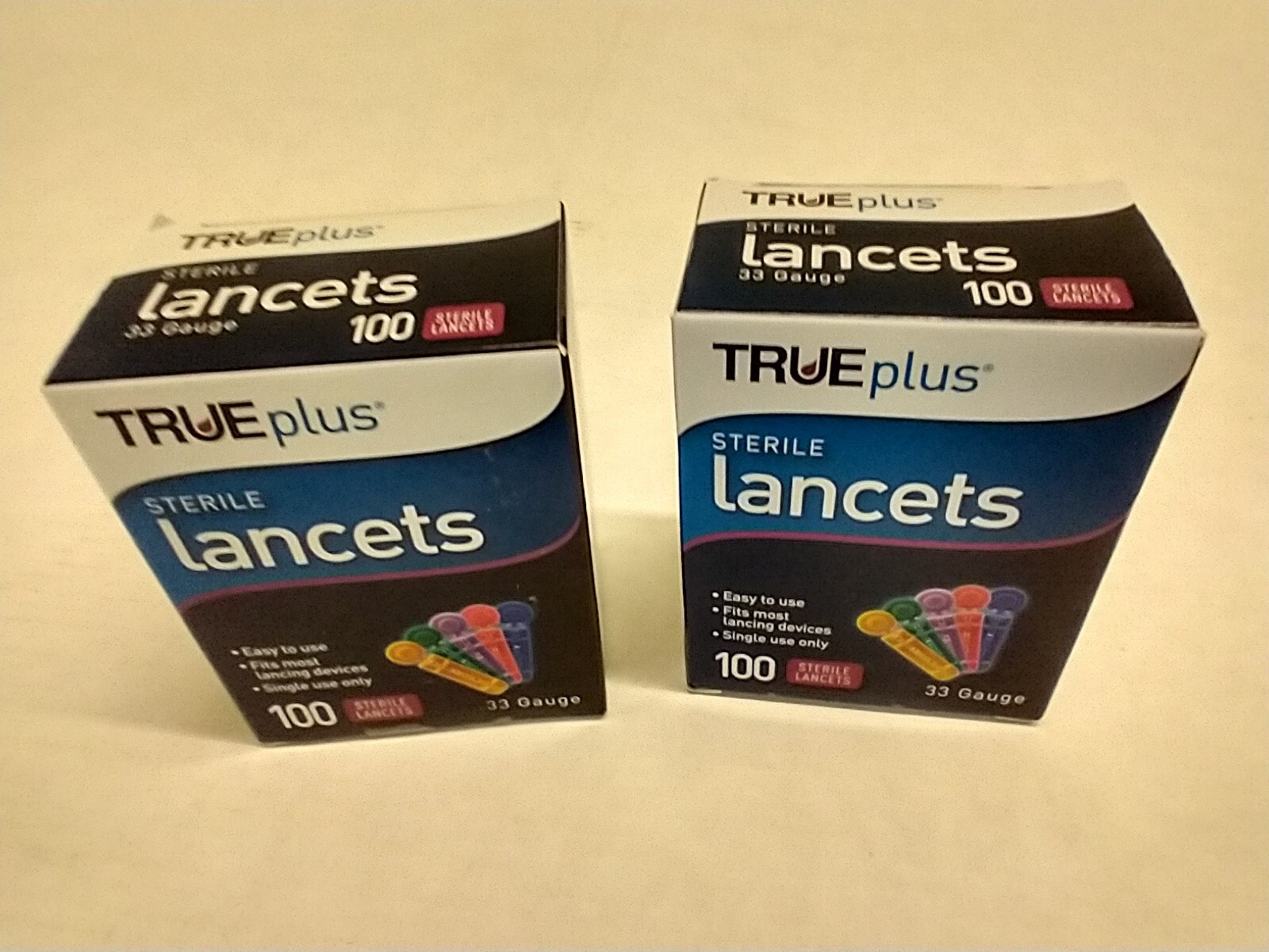 TRUEplus Universal Twist Top 33 Gauge Sterile Lancets 2 x 100 pack Lot of 200.