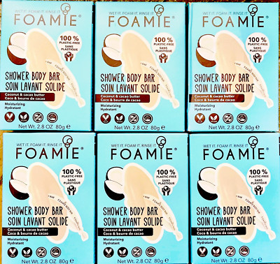 Foamie Shower Body Bar Coconut & Cacao Butter Moisturizing Soap Bar 6PK x 2.8oz