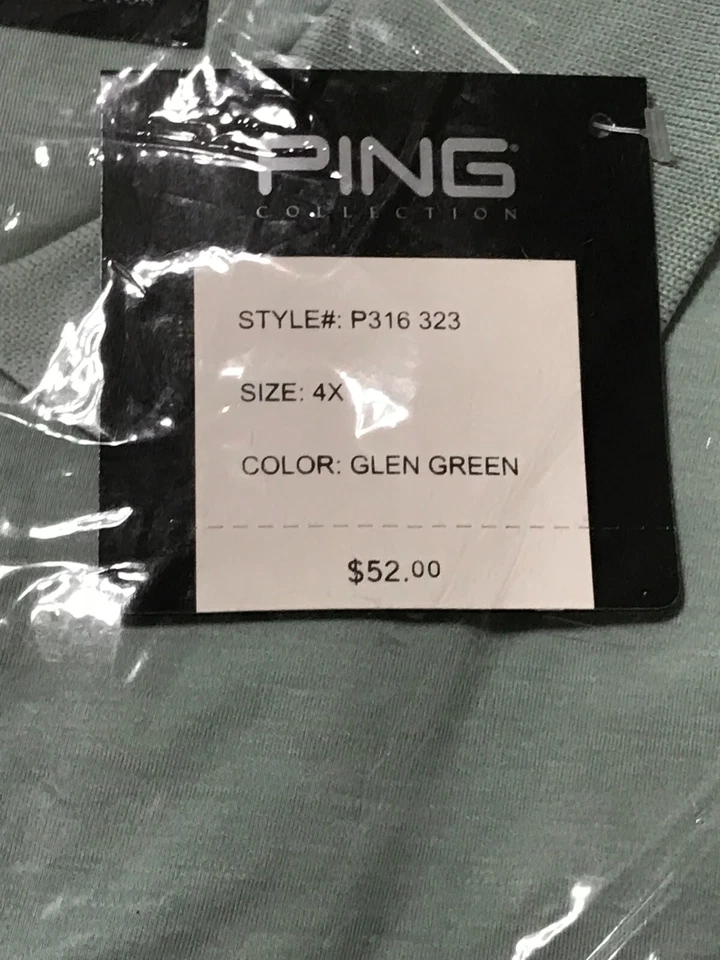 Polo de golf Ping verde Glenn 100 % algodón Pima para hombre talla 4XL NUEVO Foto 3 de 4