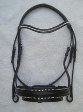 Adams-Tack Crank Cavesson padded rhine stone Noseband with jumping flash & reins