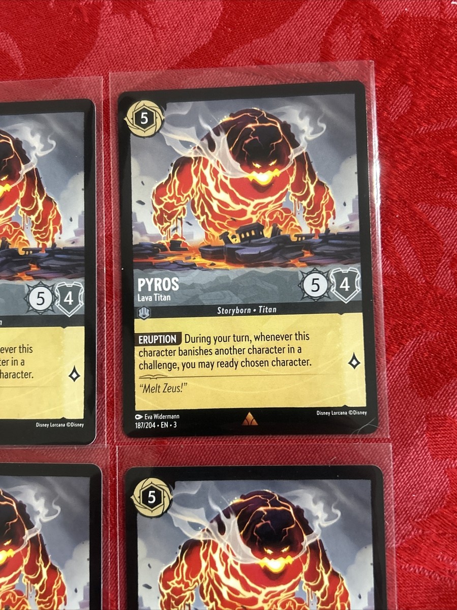 4x Disney Lorcana Inklands - Pyros - Lava Titan - RARE - 187/204