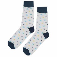 NWT Mixed Weather Dress Socks Novelty Men 8-12 White Crazy Fun Sockfly