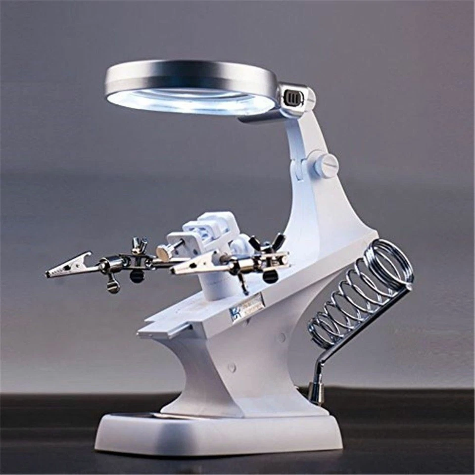 Third Hand Soldering Solder Iron Stand Holder Magnifier Helping Station Tool - Image 3 of 4