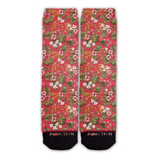 Function - Floral Palm Tree Leaves Pattern Novelty Fashion Socks Dark Pink