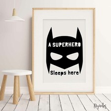 NURSERY BEDROOM CHILDREN'S WALL ART Batman superhero QUALITY art print