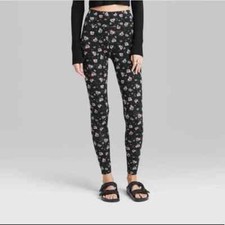 Women's High Waisted Classic Leggings - Wild Fable Black Floral Size XS