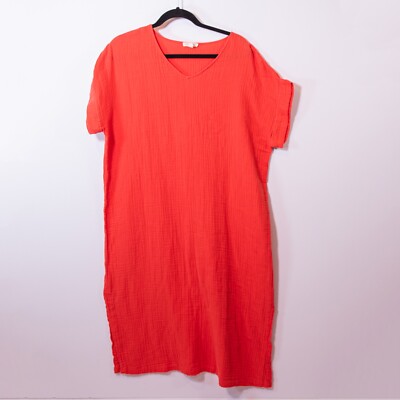 Eileen Fisher Organic Cotton Woven Textured Knit V Neck Short Sleeve Midi Dress | eBay Eileen Fisher Organic Cotton Woven Textured Knit V Neck Short Sleeve Midi Dress | eBay