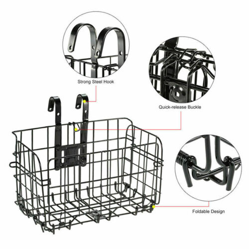 Bicycle Bike Basket Folding Metal Wire Handlebar Storage Carrier For Front Rear