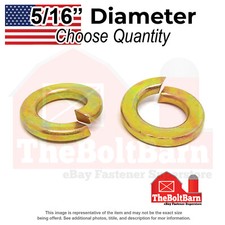 5/16" Grade 8 Split Lock Washers Zinc Yellow USA Made (Pick Quantity)