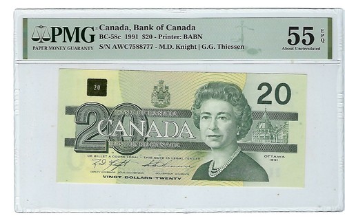 CANADA 20 DOLLARS P97 1991 QUEEN ELIZABETH BIRD UNC CURRENCY MONEY