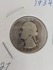 1937 Washington Quarter Silver 25 Cent Coin Ungraded Circulated
