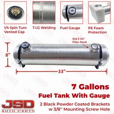 7 Gallon 8x33 Round Gas Tank End Fill Aluminum Spun 14 Npt Fuel Tank With Gauge