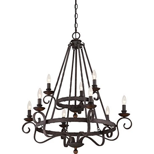 Quoizel NBE5009RK 9-Light Noble Foyer Piece in Rustic Black - Picture 6 of 7