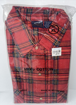 Saugatuck Flannel Shirt - Red Long Sleeve 100% Cotton New in package RN 42000 XL
