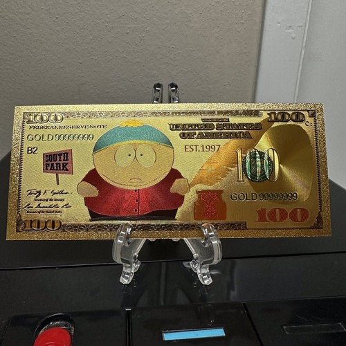 24k Gold Foil Plated Eric Cartman South Park Banknote Cartoon Sammlerstück