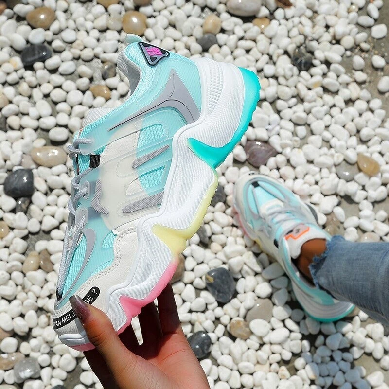Women Shoes Summer Sneakers Breathable Rainbow Color fashion Women