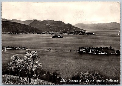 Pallanza Italy 1962 RPPC Real Photo Continental Postcard The Three Islands