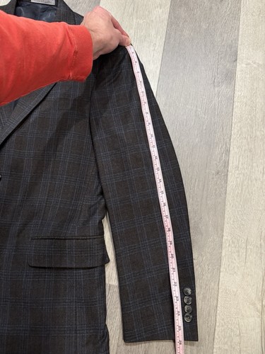 John Nordstrom x E. Thomas Men’s Gray/Blue Plaid Blazer Sport Coat - Size 40R - Picture 6 of 7