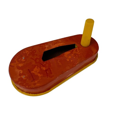Tin Noise Maker U.S. Metal Toy Mfg. Co. Tin Clown Party Spinning Rattler Yellow - Picture 5 of 5