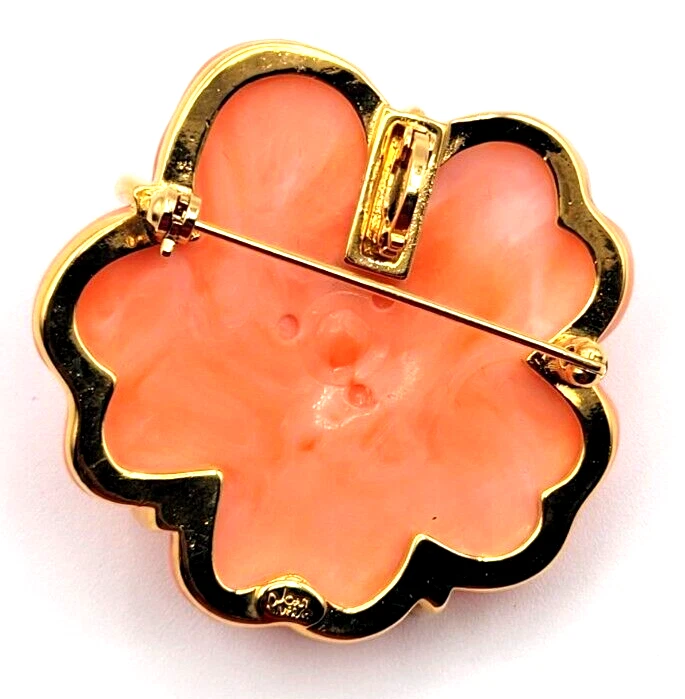 JOAN RIVERS IMITACIÓN CORAL ESTRÁS ROSA BROCHE COLGANTE FIRMADO RESINA VINTAGE Foto 2 de 3