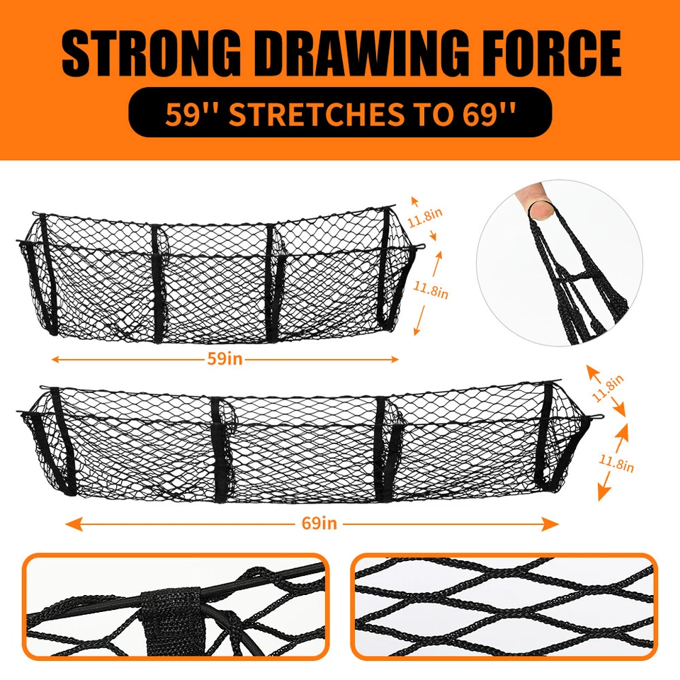 Malla maletero plataforma 3 bolsillos carga almacenamiento para camioneta Nissan Frontier Foto 2 de 4