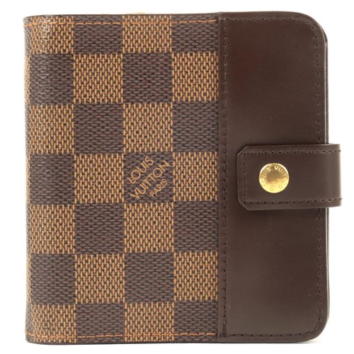 Louis Vuitton Damier Compact Zip Bi-fold Small Wallet N61668 Auth Used