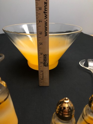 VTG 1950's Anchor Hocking Blendo Serving Set Salad Bowl Cruets Shakers Orange - Picture 12 of 14