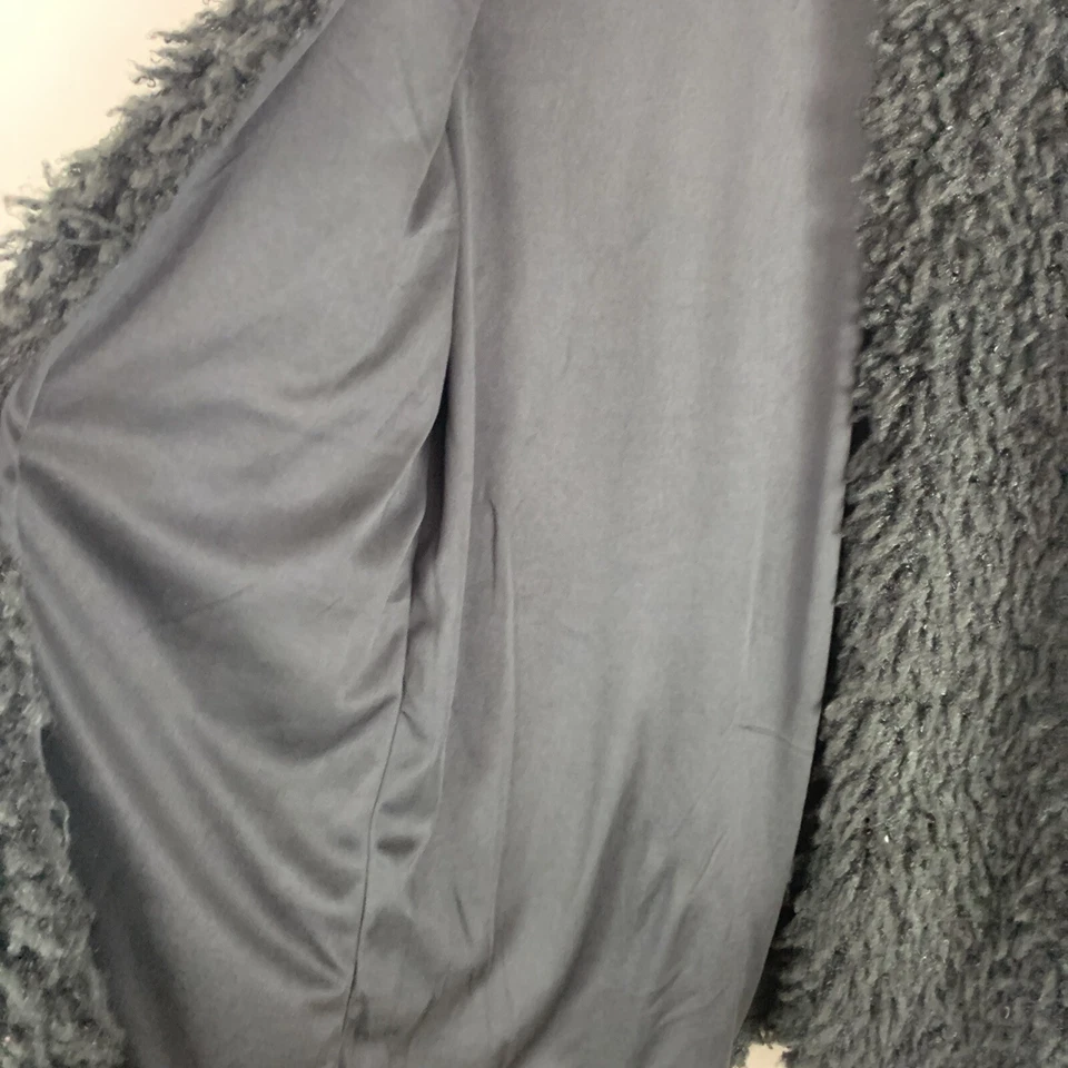 womens Vertigo Plushy Fuzzy Open Front Cardigan Jacket hook L party black XCLNT - Image 4 of 4
