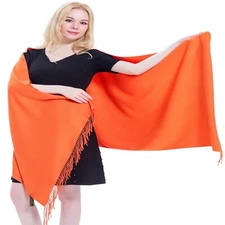 Orange Thick Solid Color Cotton Blend Shawl Scarf Stole Pashmina CJ Apparel NEW