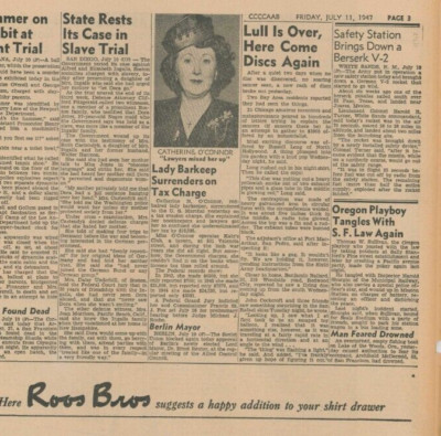 UFO Roswell . Here come the Discs again . Original Newspaper July 11 1947 B40