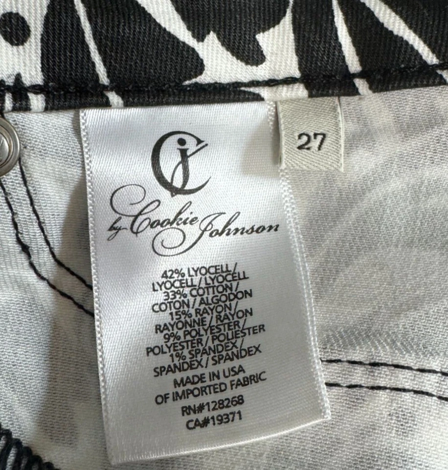 PANTALONES LEGGING PAISLEY ESTAMPADO FLORAL TALLA 27 COOKIE JOHNSON NEGRO BLANCO MUJER Foto 4 de 4