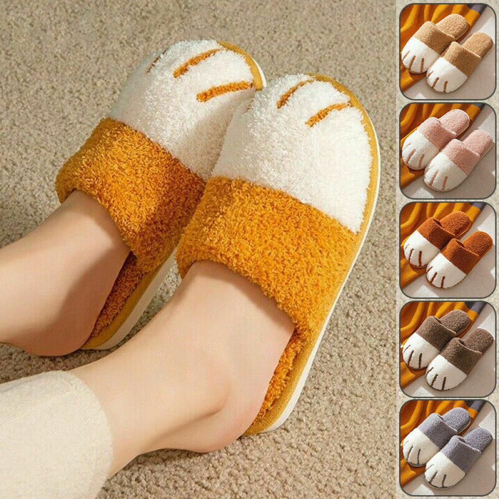 PANTOFOLA D’ORO Pantofole da donna soffici pelliccia sintetica casa slip on zampe di gatto ciabatte invernali scarpe calde