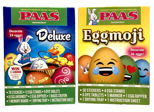2 Pack PAAS Deluxe & Eggmoji Egg Coloring Kits Decorating Arts Crafts Party New