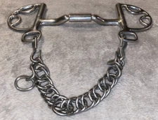 5'' TOKLAT MYLERS PORTED BARREL MOUTH ENGLISH BIT WITH CHIN CHAIN