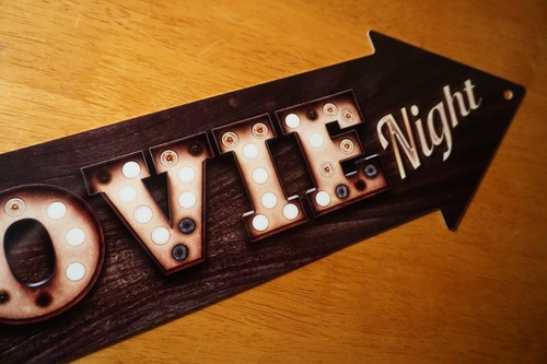 MOVIE NIGHT ARROW MARQUEE SIGN with Cinema Movie Lights Artwork Home Decor NEW - Picture 4 of 6