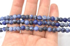 Sodalite Big Hole Round Beads 10mm, 3mm hole, 8-inch Strand