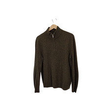 Quince Men Mongolian Cashmere Quarter Zip Sweater Olive Twist Sleeved Top M